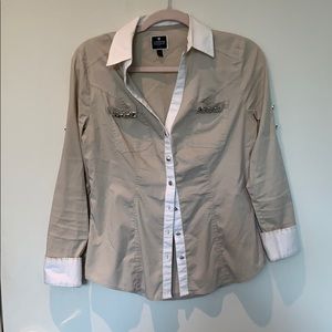 Beige Express Button Down